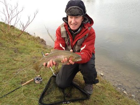 This Angler Shows another hard fighting Curragh Springs rainbow trout