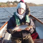 Sheila displays her surprise catch, a lovely 3lb trout