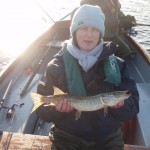 Sheila Bromley shows her first pike of the 2012 season