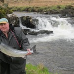 Laurence Lock with a 12lb 9oz salmon taken in the Rock Pool with the river at 20 on a Mediator