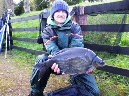 John Herriven, dressed for the cold, with his 7lb 2oz bream