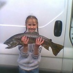 7 year old Aoife Cassidy from Belfast with her 5lb 2oz Lough Sheelin trout