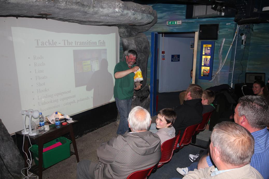 Brian Cooke demonstrates a different type of bait at FAW Sealife event