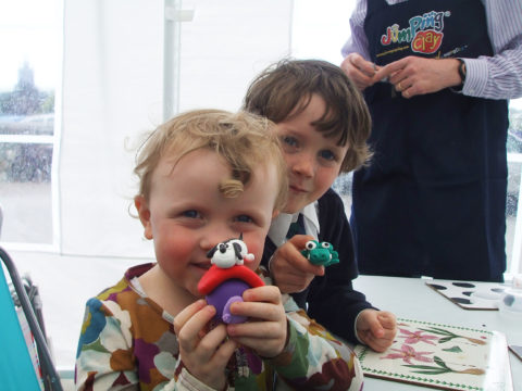 Ailish and Adam Ainsworth, Galway, enjoyed some clay modelling