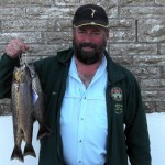 Tom Sweeney, winner of the ITFFA championship with his bag of trout