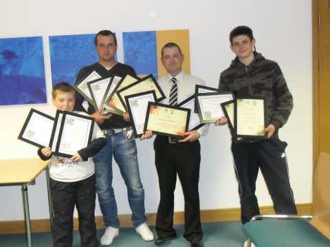 Carlow Coarse Angling Guides picking up their awards at the recent Angling Council of Ireland ceremony.