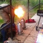 This is what can happen when two guides decide to have a race to see who can get their Kelly Kettle to boil first.  Glenda won!!!!!!!