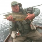 Ian from Scotland with his wild trout of over 6 lb. caught on a buzzer – F fly.