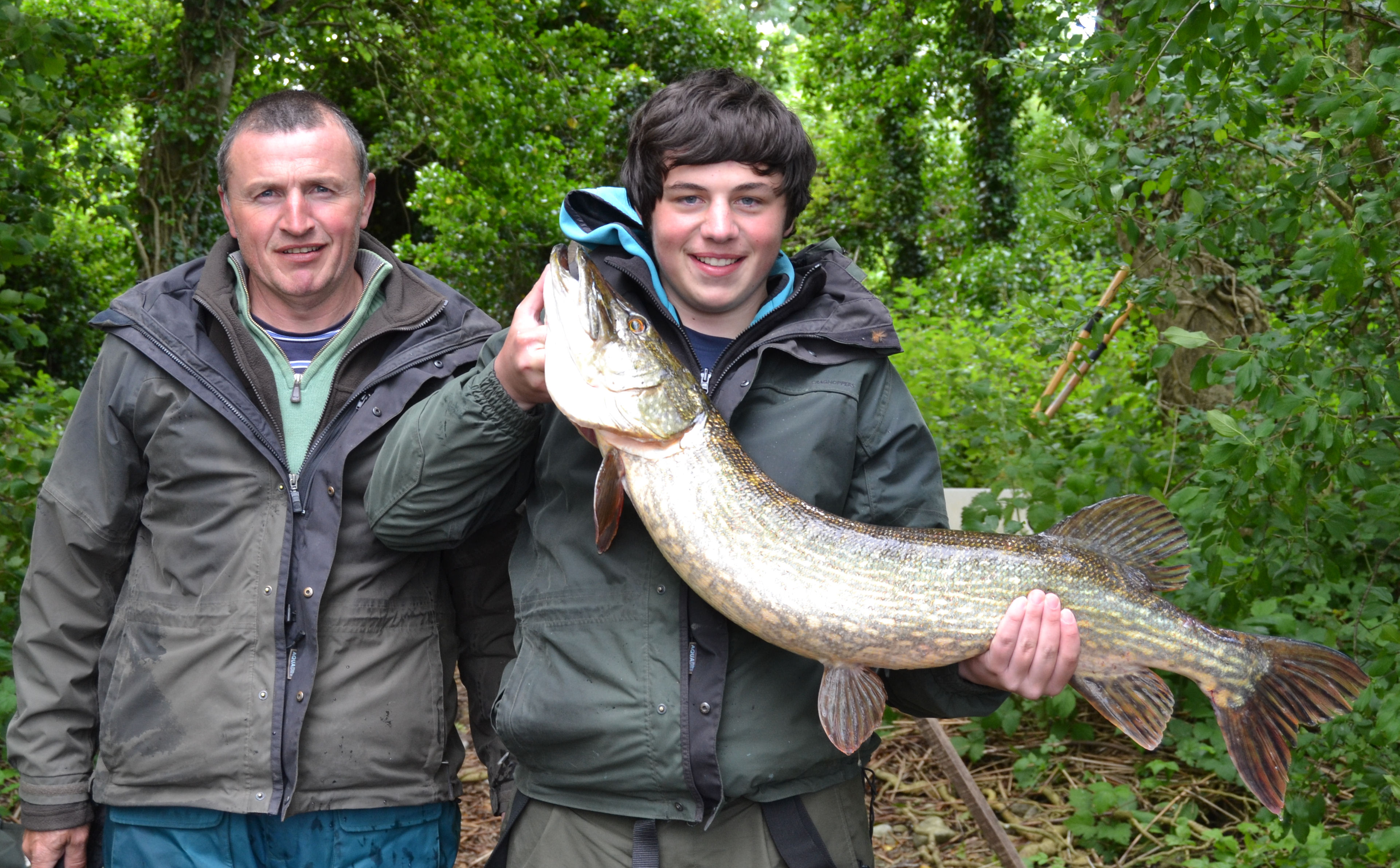 James Greene Snr and James Jnr with their 18lb 15oz pike, winners of the Poyntonia Cup.