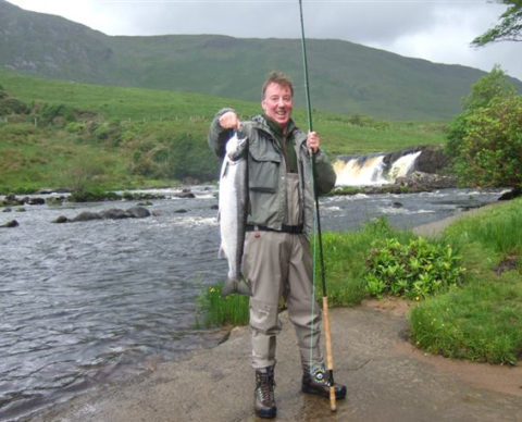 Peter Hunt with a 9lbs salmon from the Erriff, June 2012