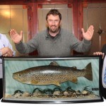 Ceri Jones (centre) is pictured with Tomás Burke (left) and Ciaran Burke of Burke’s Bar in Clonbur