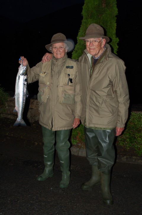 Lady Hazel Clarke with a nice Erriff grilse taken late in the evening