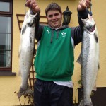 James Hill with two salmon weighing  3.7lb & 5.7lb