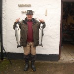 Jim Atkinson With Two Fish On Fly From Briney’s Last Saturday Morning.