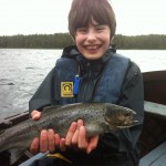 Lucas Bowerman, aged 10, from the USA, with his first fish on fl