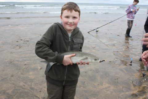 Mathew O'Looney with a whopping great 4lb Mullett caught at the Fanore SAC Juvenile Competition last Sunday (8th July 2012)