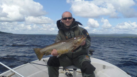 Seamus Molloy, Terryglass, with a great 10.5lbs trout which was returned alive after photo shot