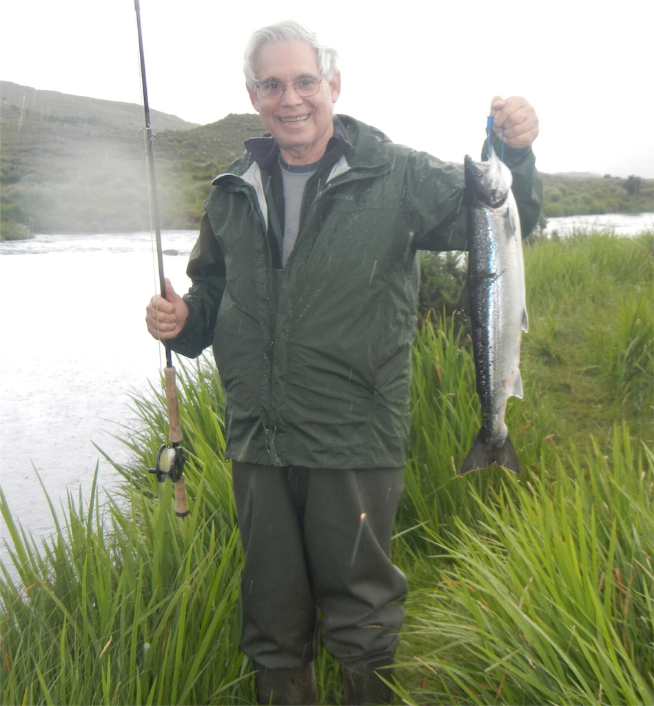 Bob Glauber from Brookline, USA managed to land his first ever salmon, a sea liced 4lbs2ozs fish