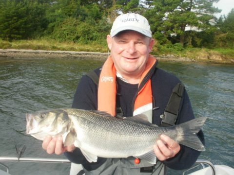 John Reddin from Dublin with one of 4 Bass he caught in Cork yesterday while filming with Anglersview Media