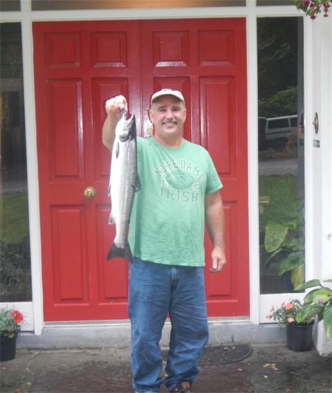 Tim Sharpe's first ever salmon - caught at Delphi