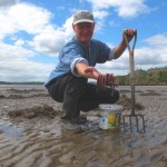 Ashley Haden digging lug worm on a Wexford beach