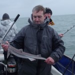 Eric Salmon with one of the first smaller Spurdogs caught.