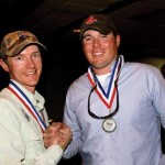 Devin Olsen, left, and Team USA teammate Josh Graffam celebrate their silver medal in the recent America Cup fly-fishing tournament. The tournament included 65 anglers from around the world fishing Nottingham and Sylvan lakes, as well as the Colorado and Blue rivers.