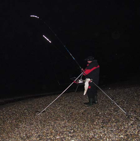 A frosty November night shore fishing