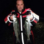 Wexford shore angler Frank with a brace of quality bass to peeler crab