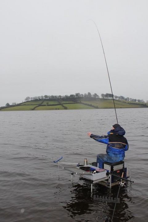 Jim McAlastair in Action on a Cold and Wintery Lough Muckno Today