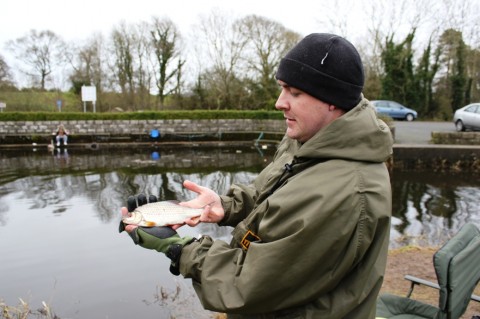 Stephen Walsh from Dublin with a Quality Roach on Lough Ramor Today