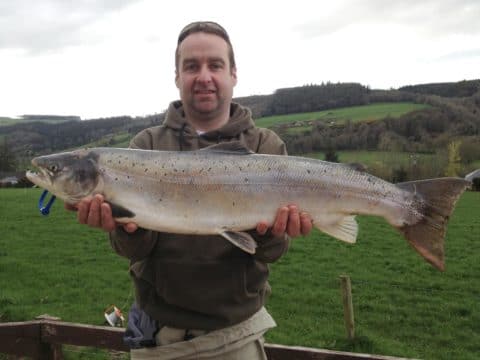 Barry Kendellan with salmon weighing 13.5lb. It was taken on the upper river.