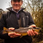 Spanish angler Jose Ruesta Botella with a lovely Brown trout on the river Liffey
