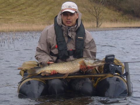 bellyboat pike William with his 82cm pike