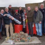 Line Out Waste Fishing Tackle Pictured at the launch Emma Cunningham & Robert Keirle (Marine Cons Society) Jim Allen CBC Keith Creelman Outdoor & Country Sports Joseph Local Angler Mark Strong & Angus Barry CBC Richard Connor Causeway Lass Bill McCartney Flying Tackle Portrush Crawford Rankin Portrush Sea Tours