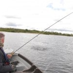 Intel Angler Aengus Byrne plays a fish on Sheelin as a   few Olives hatched.