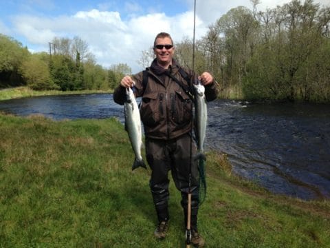 Dave Olphert With Two Fish Of Around 5lbs From The Old Sea Pool And The Crooked Hole On A Davelly And Ostrich Shrimp Fly On Tuesday.