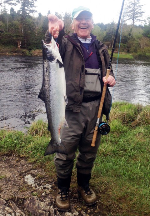 Tom McManus with the first Ballynahinch salmon of 2013, a nice fish of 8.5lbs taken from Beat 1