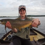 Lough Sheelin – Mary Harkins, Dublin with her 4 ½ lb trout caught on a spent gnat and returned