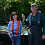 Taking a fishing break – Brenda Montgomery with ghillie Ned Clinton at Crover