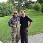 Carton House Fishery – Rob Love and French golfer Victor DuBisson prior to fishing the Rye Water last week.