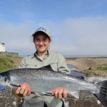 Alexandra Alonso From Spain Who Had Her First Salmon From The Sea Pools Yesterday Morning.