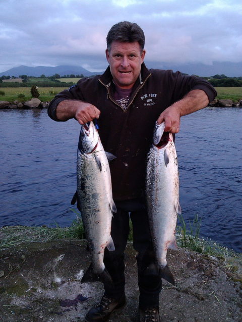 Paddy Ginnifer and his outstanding brace of salmon from the Laune