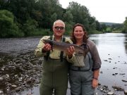 Challenging fishing on the Munster Blackwater but salmon there to be caught Celso Viera from Spain with his first ever salmon