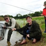 Irish Times – Garrett Ruigrok from Courtlough Trout Fisheries in Balbriggan, Co Dublin, with Alanna Gallagher and Sonny (6). Photograph Aidan Crawley