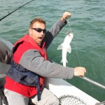 Sid Kennedy happy amongst the smooth-hound