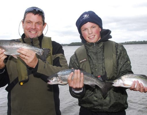 Paddy Madigan and son Andrew on Lough Lene