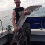 Collie Ennis of the Rusty Hooks Club with his fine Specimen Tope of 163cm long.