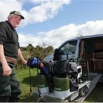 Dave 'Mossy' Moss gets his motorised trolly out