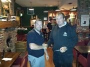 Strong team and tactics at the east coast 3 Man Team Open Clive Ivory (left) (Secretary East Coast Raiders SAC) presenting Paddy Barnwell with the winning teams prize